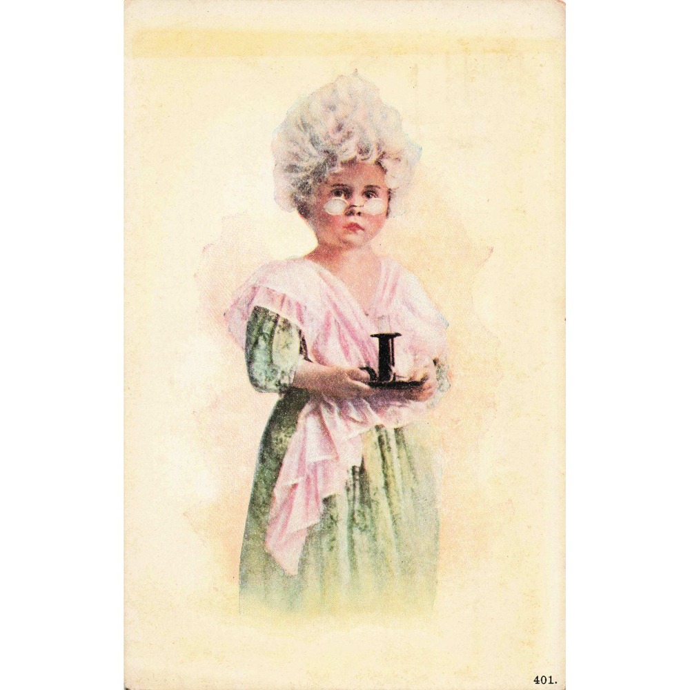 Edenville PA Vintage Postcard 1910 Girl Costume Powdered Wig Candle